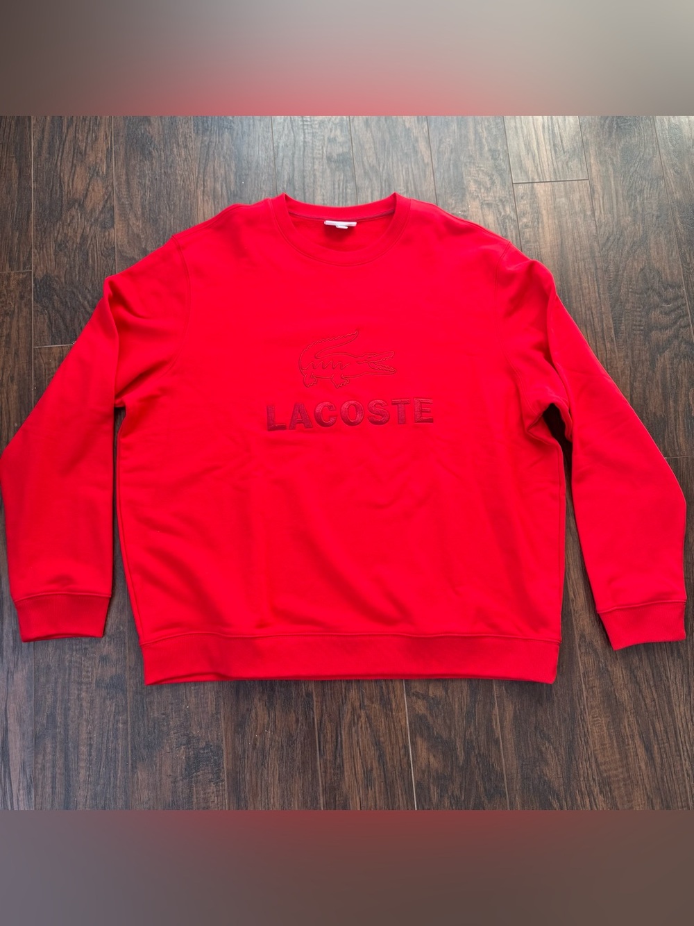 Lacoste Big Logo Crewneck Sweatshirt Red Men’s Size 3XL